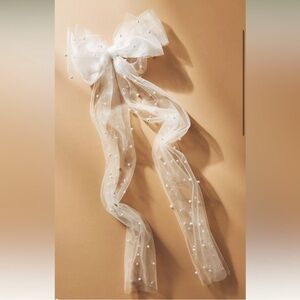 White Sheer Bow Hair Clip